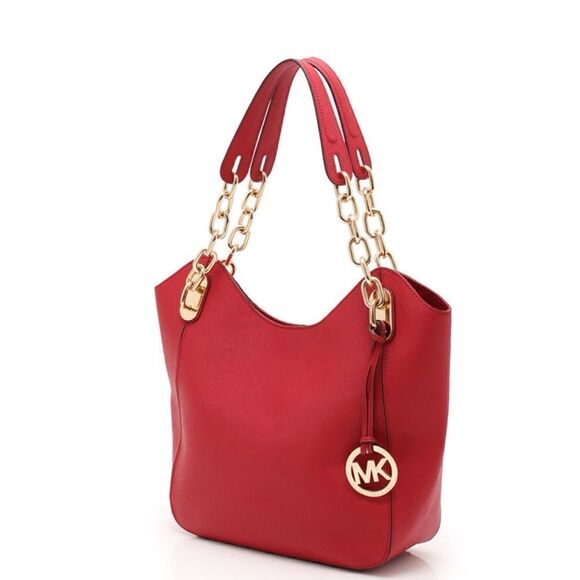 Michael Kors Lilly Red  Saffiano Leather Medium Tote - Picture 1 of 5